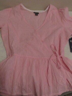 US Polo Assn Pink Eyelet Wrap Top NWT
